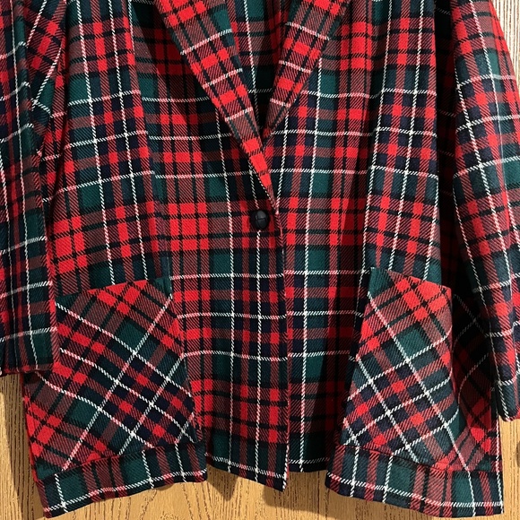Vintage Styled by Erminia Women’s Red Multi Check Plaid Cardigan Blazer Sz-XXXL - Picture 3 of 7